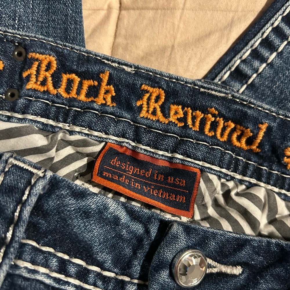 Rock Revival Barbra Mid-Rise Straight Blue Jeans with Distressed Details Size 29 - Picture 11 of 15